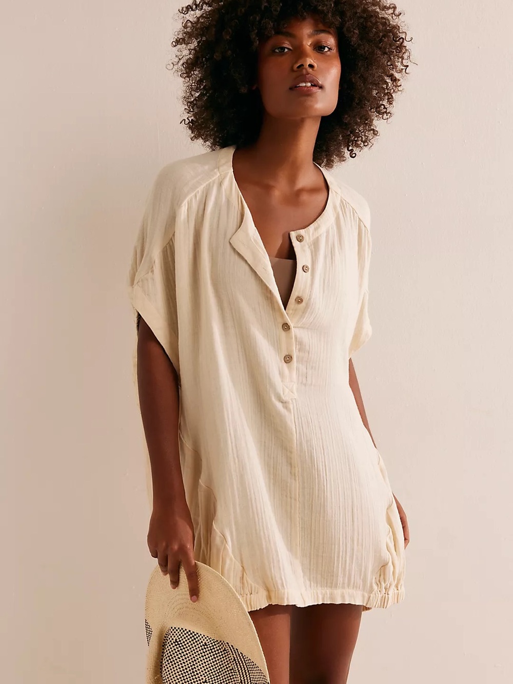 Free People Lightweight Linen-Blend Top with Metal Logo
